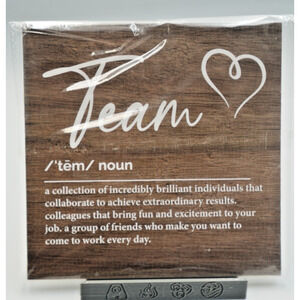 Team Definition Wood Sign Office Desk Decor Rustic Wall Plaque Gift 6"x6"